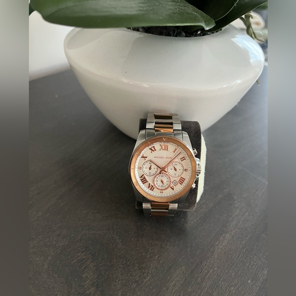 Micheal kors rose gold and silver watch